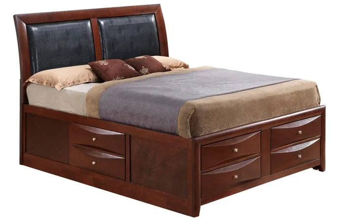 Glory Furniture G1550I Queen Sleigh Storage Bed in Cherry