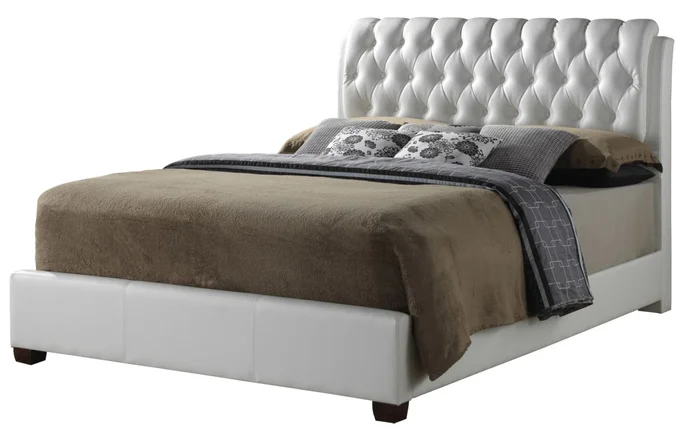Glory Furniture G1570C King Button-Tufted Bed in White G1570C-KB-UP