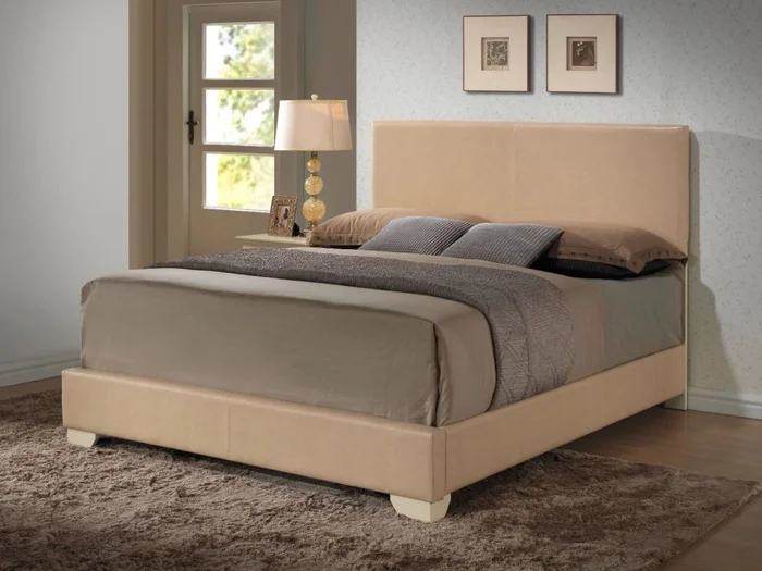 Glory Furniture G1875/G3175F Queen Upholstered Platform Bed in Beige