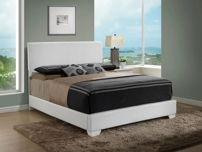 Glory Furniture G1890/G3190F King Upholstered Platform Bed in White