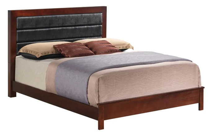 Glory Furniture G2400A King Upholstered Panel Bed in Cherry G2400A-KB