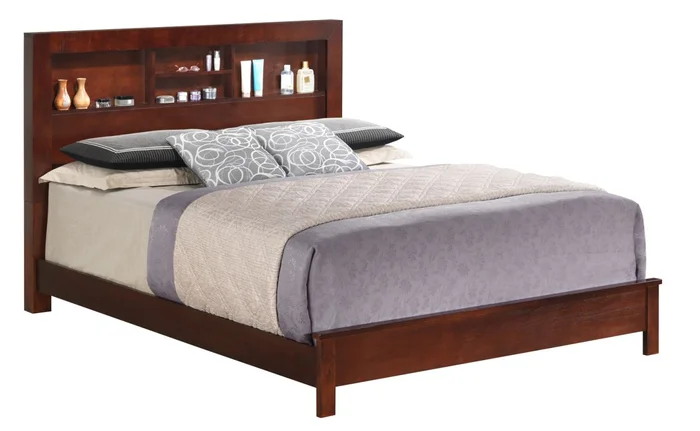 Glory Furniture G2400B Queen Bookcase Headboard Bed in Cherry G2400B-QB2