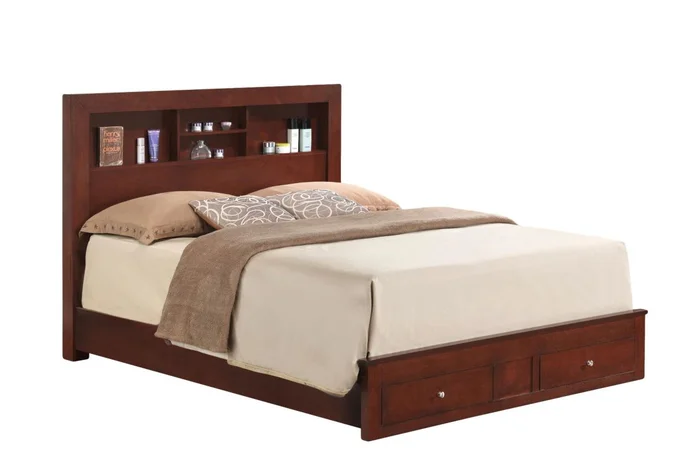 Glory Furniture G2400D King Bookcase Storage Bed in Cherry