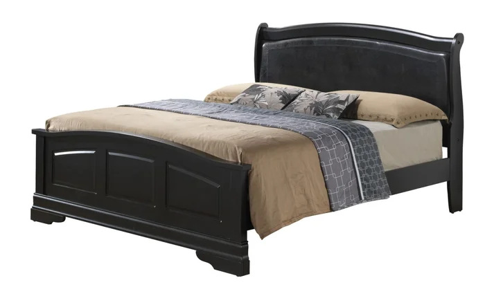 Glory Furniture G3150C Queen Low Profile Bed w/ PU Insert in Black G3150C-QB2