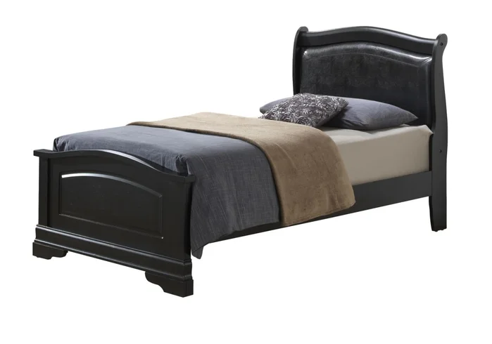 Glory Furniture G3150C Twin Low Profile Bed w/ PU Insert in Black G3150C-TB2
