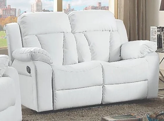 Glory Furniture G682 Reclining Loveseat in White G682-RL