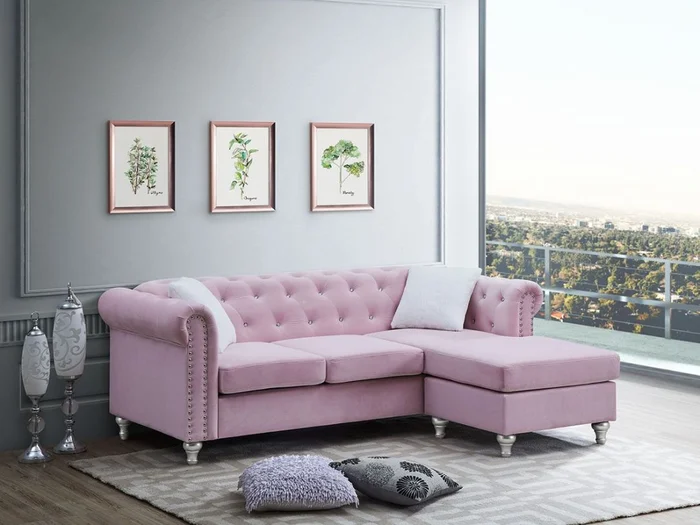Glory Furniture G864 Sofa Chaise in Pink G864B-SCH