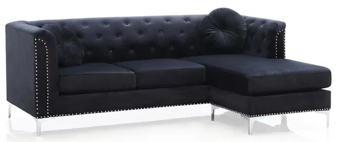 Glory Furniture G893 Sofa Chaise in Black G893B-SC