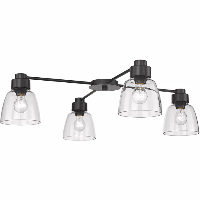Golden Lighting 0314-4FM BLK-CLR Remy Modern Matte Black Ceiling Light Fixture