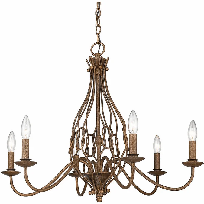 Golden Lighting 1349-6 BC Antoinette Country Burnished Chestnut Chandelier Light
