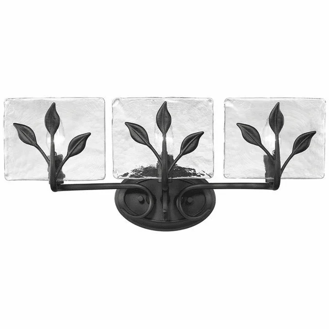 Golden Lighting 3160-BA3 NB-HWG Calla Modern Natural Black 3-Light Lighting For Bathroom