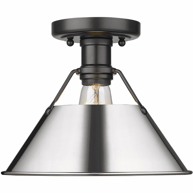 Golden Lighting 3306-FM BLK-CH Orwell Chrome Flush Lighting