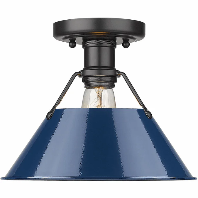 Golden Lighting 3306-FM-BLK-NVY Orwell Matte Black Flush Mount Lighting