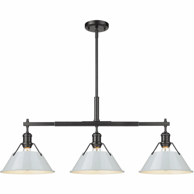 Golden Lighting 3306-LP BLK-DB Orwell Matte Black / Dusky Blue Kitchen Island Light