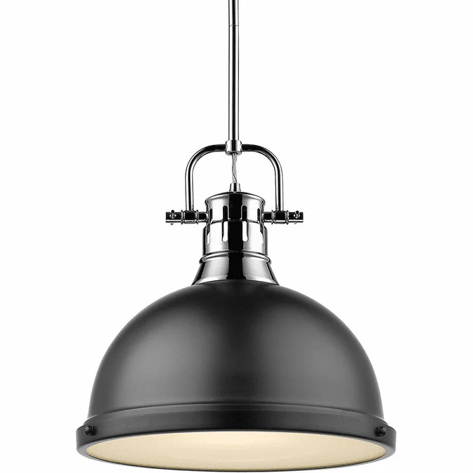 Golden Lighting 3604-L CH-BLK Duncan Chrome Drop Ceiling Lighting