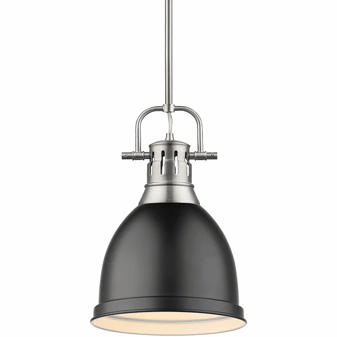 Golden Lighting 3604-S-PW-BLK Duncan Modern Pewter Mini Pendant Lighting