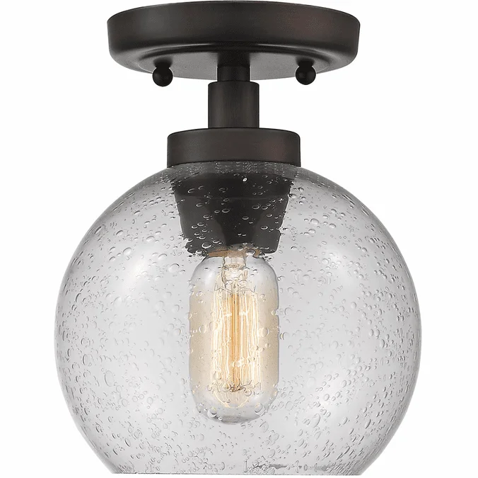 Golden Lighting 4855-FM-RBZ-SD Galveston Contemporary Rubbed Bronze Ceiling Light