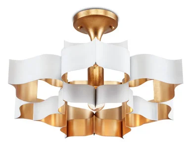 Grand Lotus Collection One Light Chandelier in Sugar White/Contemporary Gold Leaf (142|9000-0856)