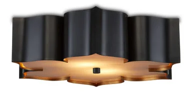 Grand Lotus Collection Two Light Flush Mount in Satin Black /Contemporary Gold (142|9999-0060)