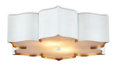 Grand Lotus Collection Two Light Flush Mount in Sugar White/ Contemporary Gold (142|9999-0059)