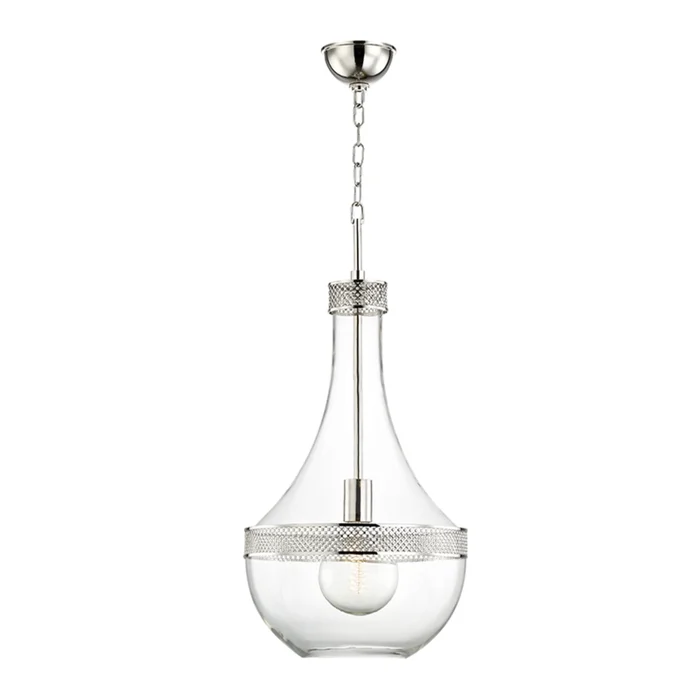 Hagen 1-Light Pendant in Polished Nickel 14L x 14W x 29.25H