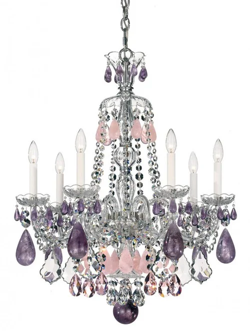 Hamilton Rock Crystal 7 Light 120V Chandelier in Polished Silver with Clear Crystal and Rock Cryst (168|5536CL)
