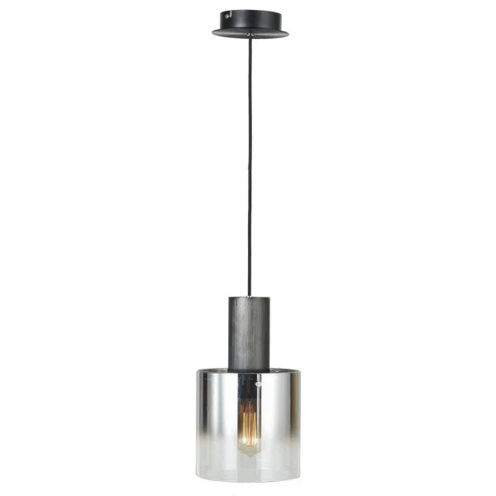 Henley 1-Light Satin Black and Smoke Glass Pendant | Luminaire suspendu Henley en noir satin et verre fum 1ampoule | D06HLC9Z