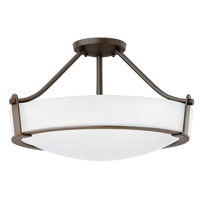 Hinkley Hathaway Semi-Flush Mount – Olde Bronze w/ Etched White Glass – 3221OB-WH