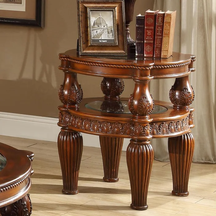 Homey Design HD-1521 End Table in Mahogany HD-E1521