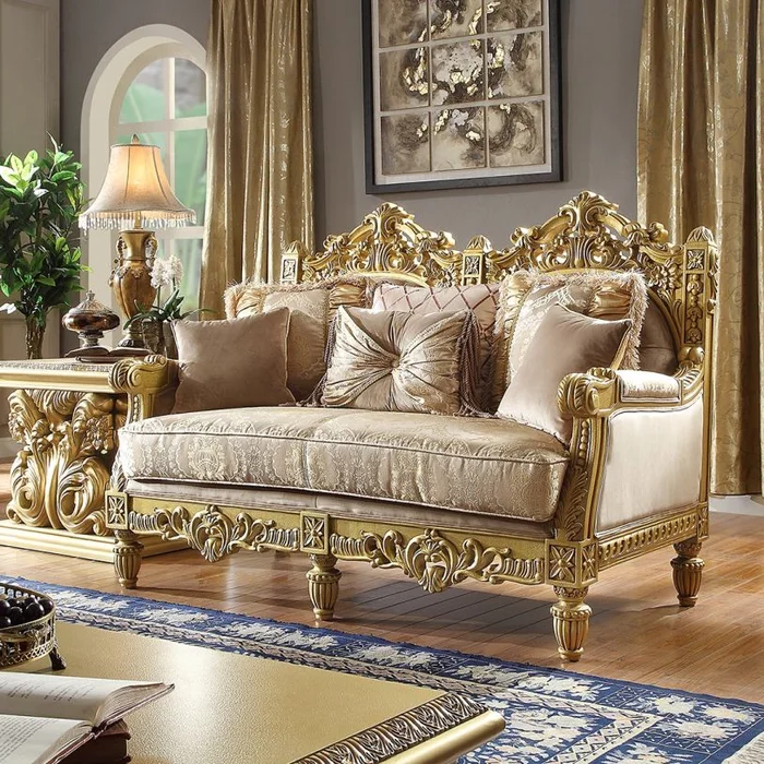 Homey Design HD-2659 Loveseat in Metallic Bright Gold HD-L2659