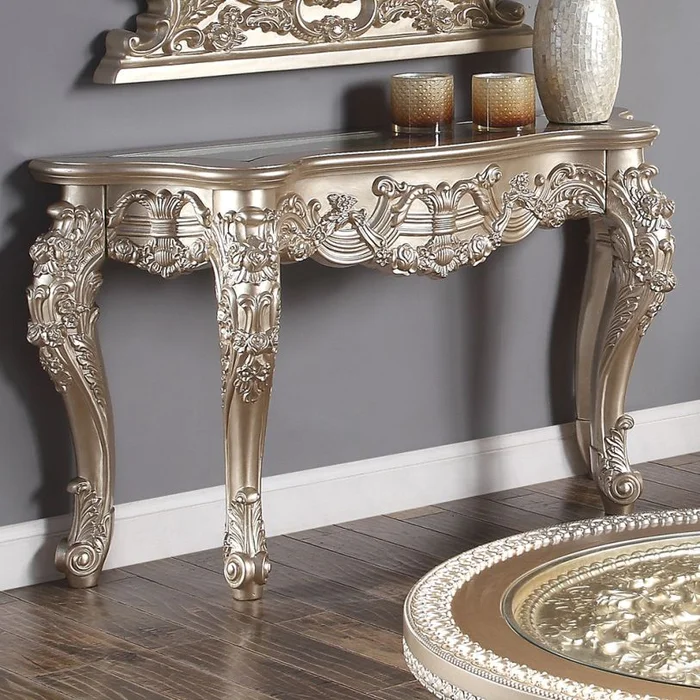 Homey Design HD-328C Console Table in Champagne HD-CON328C