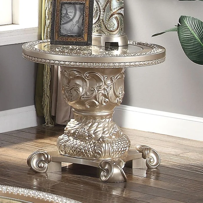 Homey Design HD-328C End Table in Champagne HD-E328C