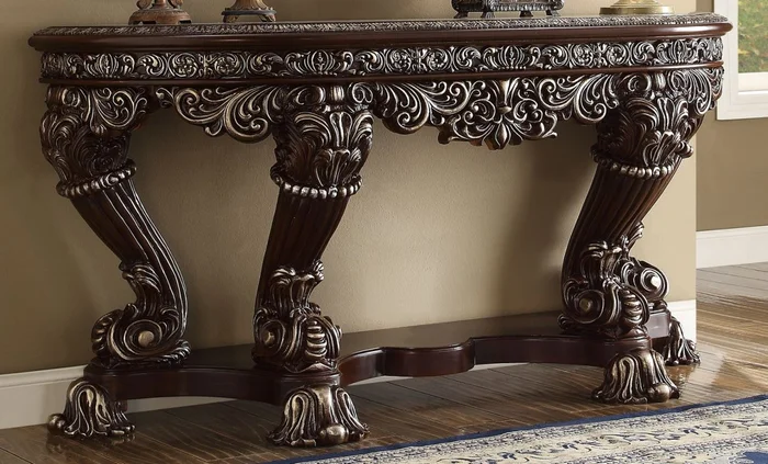 Homey Design HD-8017 Console Table in Dark Red Mahogany HD-CON8017