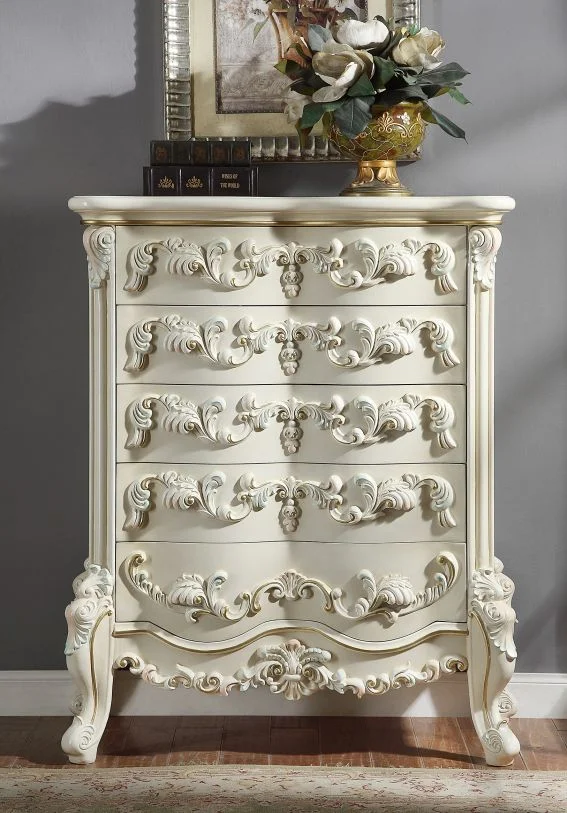 Homey Design HD-8089 Five Drawer Chest in White Gloss HD-CHE8089