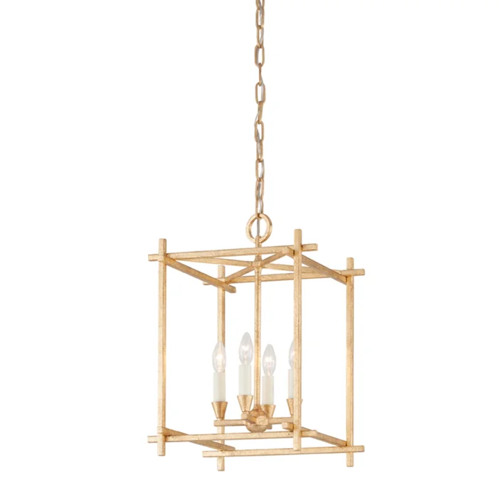 Huck Lantern 4-Light LED in Vintage Gold Leaf 15L x 15W x 21.25H