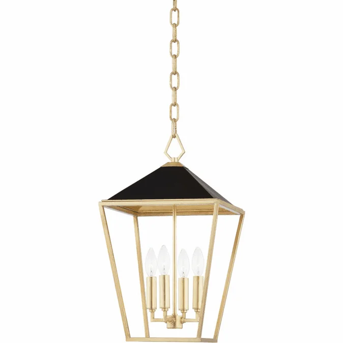 Hudson Valley 5713-GL/BK Paxton Gold Leaf / Black 12″ Foyer Lighting Fixture