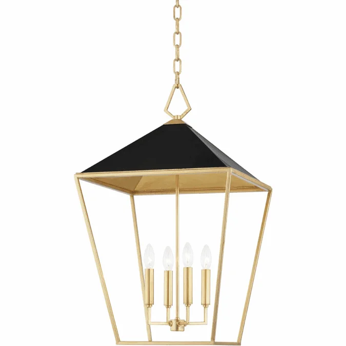 Hudson Valley 5718-GL/BK Paxton Gold Leaf / Black 18″ Entryway Light Fixture