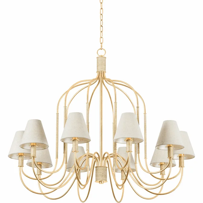 Hudson Valley 5744-VGL Warrensburg Modern Vintage Gold Leaf Hanging Chandelier