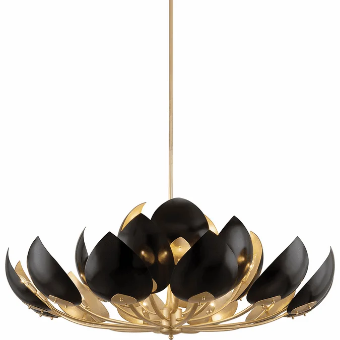 Hudson Valley 5754-GL-BK Lotus Contemporary Gold Leaf / Black Ceiling Chandelier