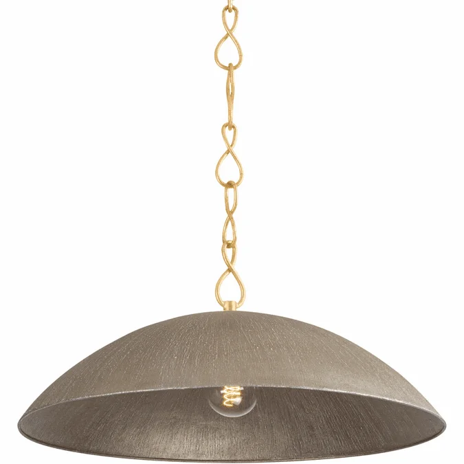 Hudson Valley BKO1400-VGL/TWL Eve Modern Vintage Gold Leaf / Textured Warm Silver Leaf 24″ Hanging Pendant Lighting