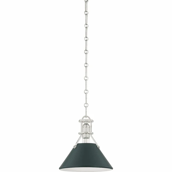Hudson Valley MDS351-PN/SSG Painted No. 2 Contemporary Polished Nickel / Soft Studio Green Mini Pendant Light Fixture