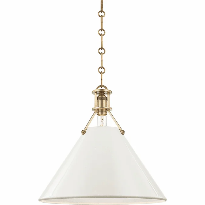 Hudson Valley MDS352-AGB-OW Painted No.2 Modern Aged Brass / Off White Hanging Light Fixture