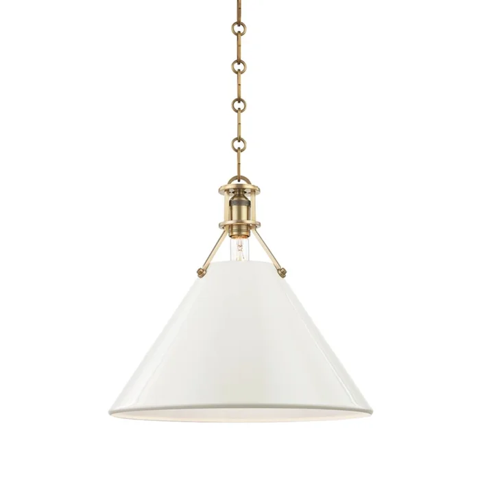 Hudson Valley Painted No.2 1-LT Large Pendant – Aged Brass/White – MDS352-AGB/OW