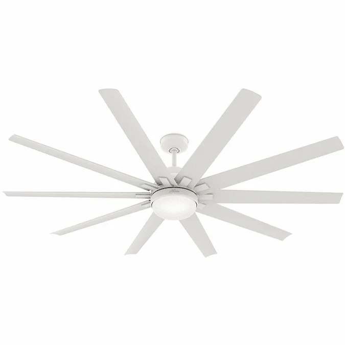 Hunter 50717 Overton Modern Matte White LED Exterior 72″ Home Ceiling Fan
