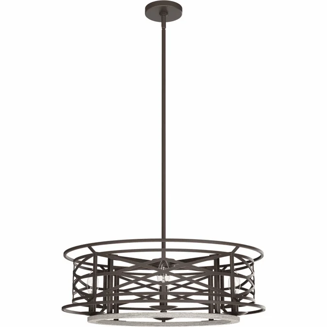 Hunter Lighting 19331 Langwood Contemporary Onyx Bengal Drum Pendant Hanging Light