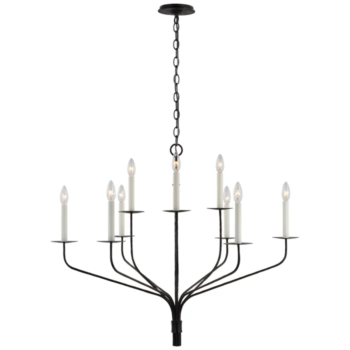 Ian K. Fowler Belfair Large Two-Tier Chandelier in Aged Iron Ceiling Light W36.25″ x H29.5″