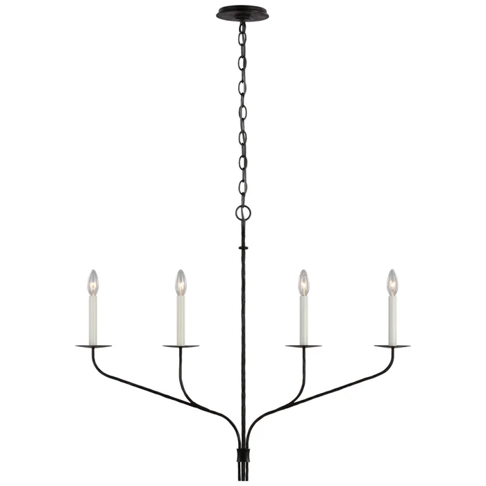 Ian K. Fowler Belfair Medium Four Light Linear in Aged Iron Ceiling Light W36.25″ x 4″ x H29.5″