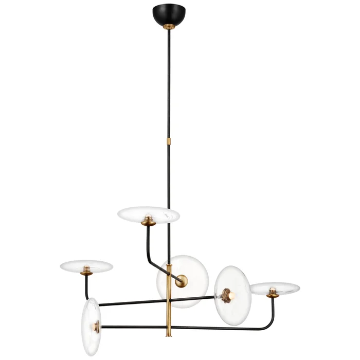 Ian K. Fowler Calvino Large Arched Chandelier in Aged Iron and Hand-Rubbed Antique Brass with Clear Glass Ceiling Light W32.25″