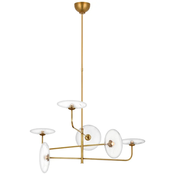 Ian K. Fowler Calvino Large Arched Chandelier in Hand-Rubbed Antique Brass with Clear Glass Ceiling Light W32.25″