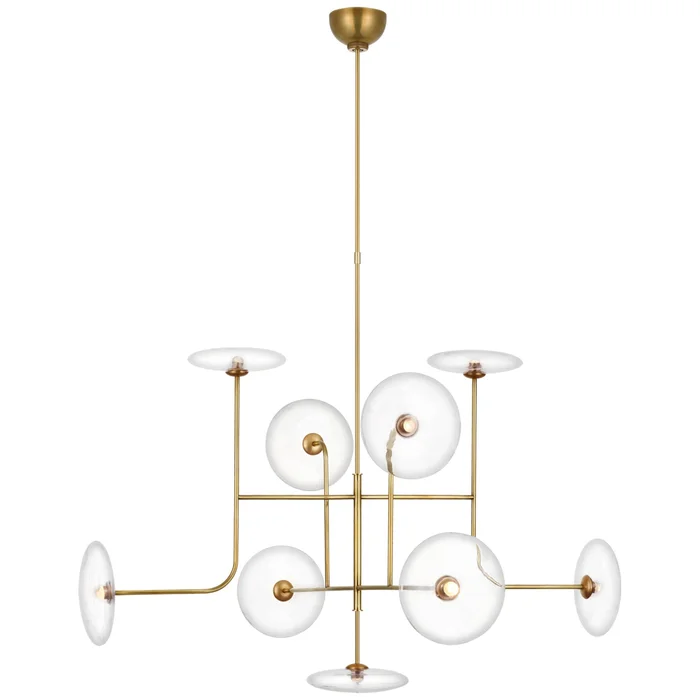 Ian K. Fowler Calvino X-Large Arched Chandelier in Hand-Rubbed Antique Brass with Clear Glass Ceiling Light W42″